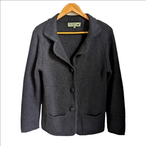 PERUVIAN LINK Black Alpaca Peruvian Dainty Casual Knit Cardigan Size Small